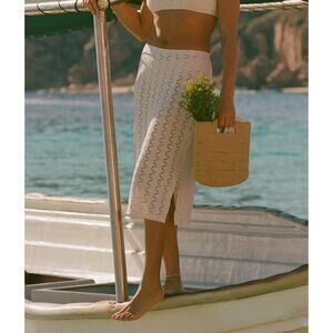 NWOT Sample Andie Swim Crete Swim Skirt Scallop Crochet Gardenia Cream 2662
